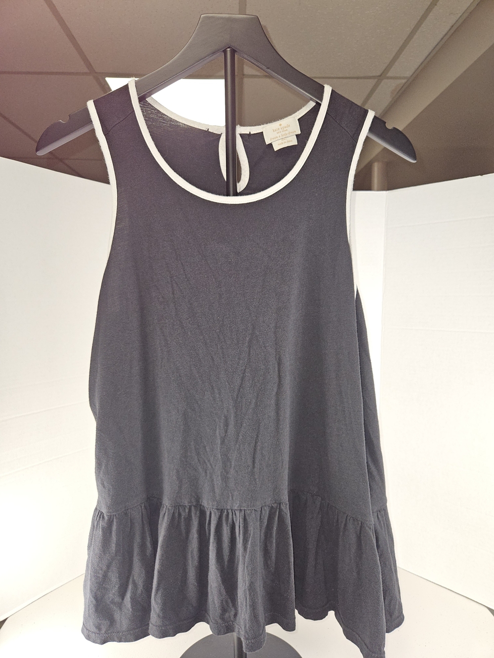 kate spade Black Tank Top with White Trim and Ruffle Hem Size 1 Pajama Top